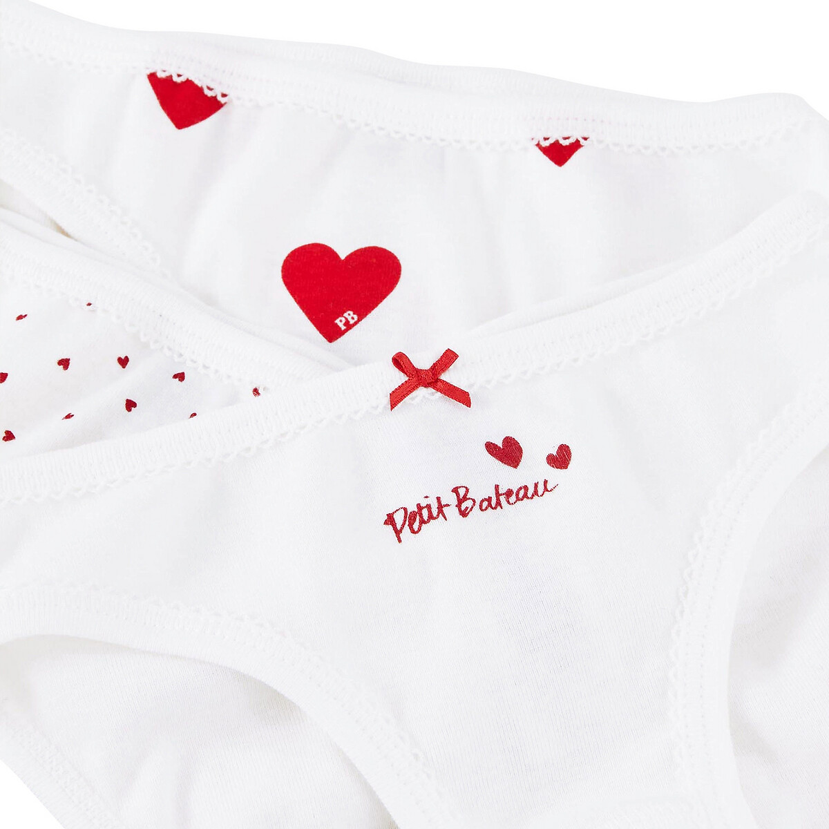 Lot de 3 culottes imprimé coeur, PETIT BATEAU