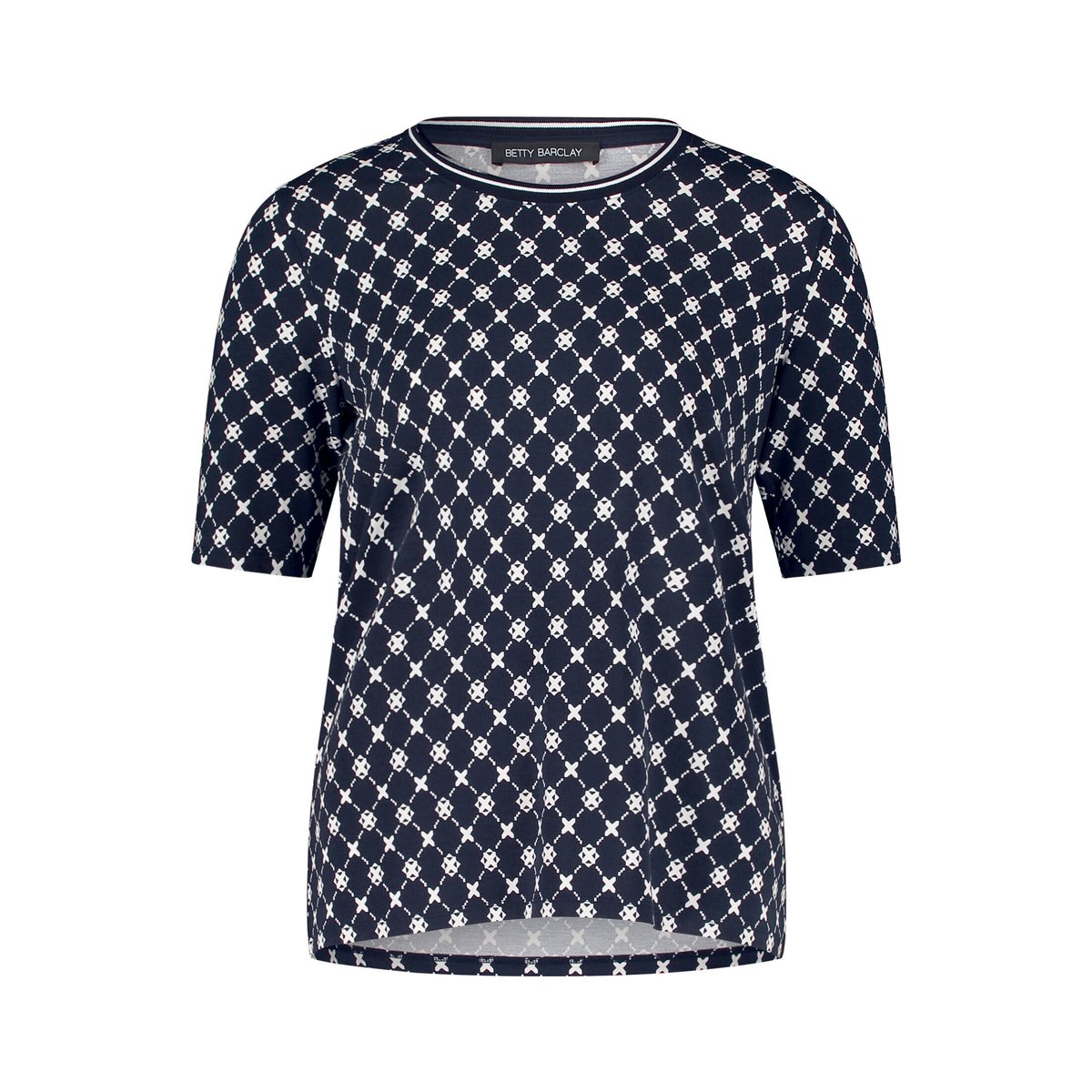 T-shirt basique à bordures côtelées bleu/blanc, BETTY BARCLAY