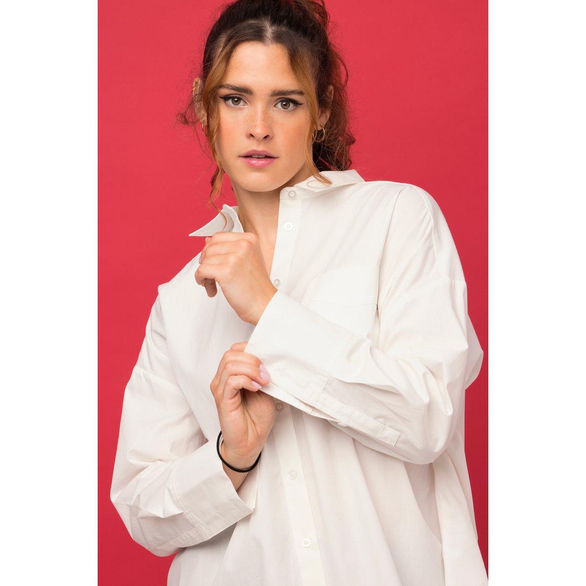 Chemisier oversize à manches longues blanc cassé, STUDIO UNTOLD