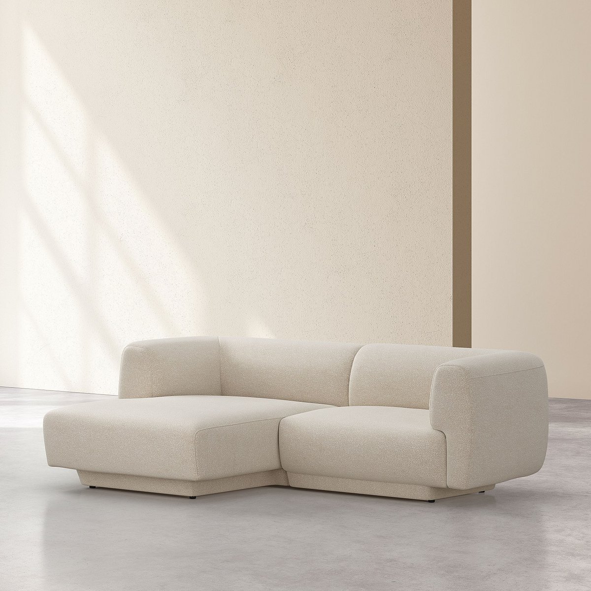 Canapé d'angle gauche en tissu texturé AUSTIN beige, HABITAT