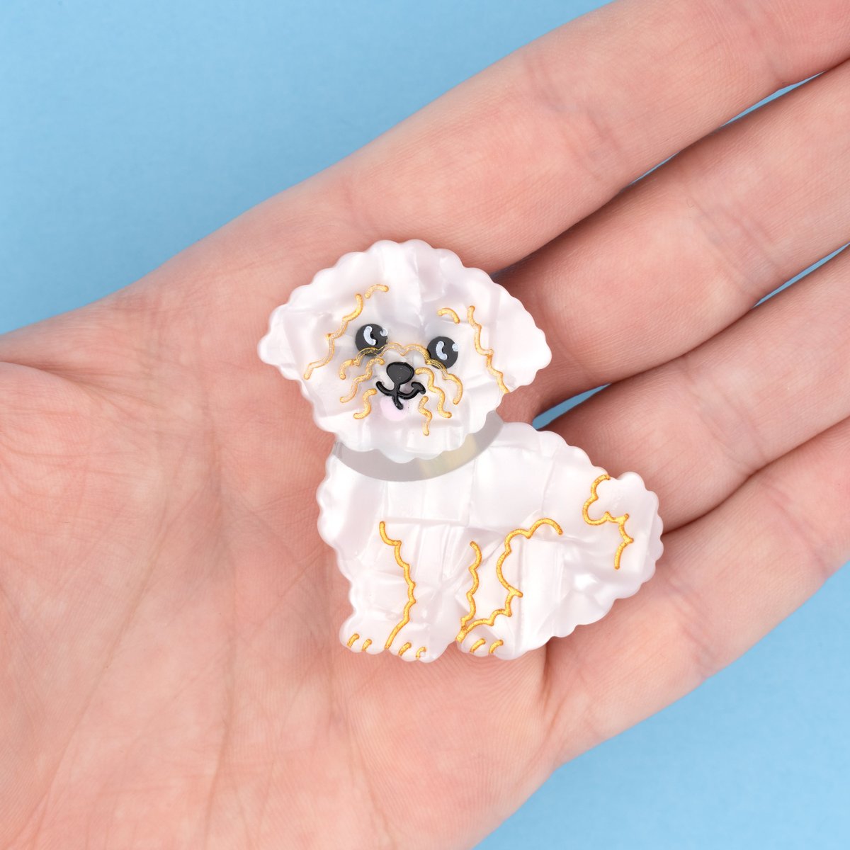 Barrette BICHON blanc nacré, COUCOU SUZETTE