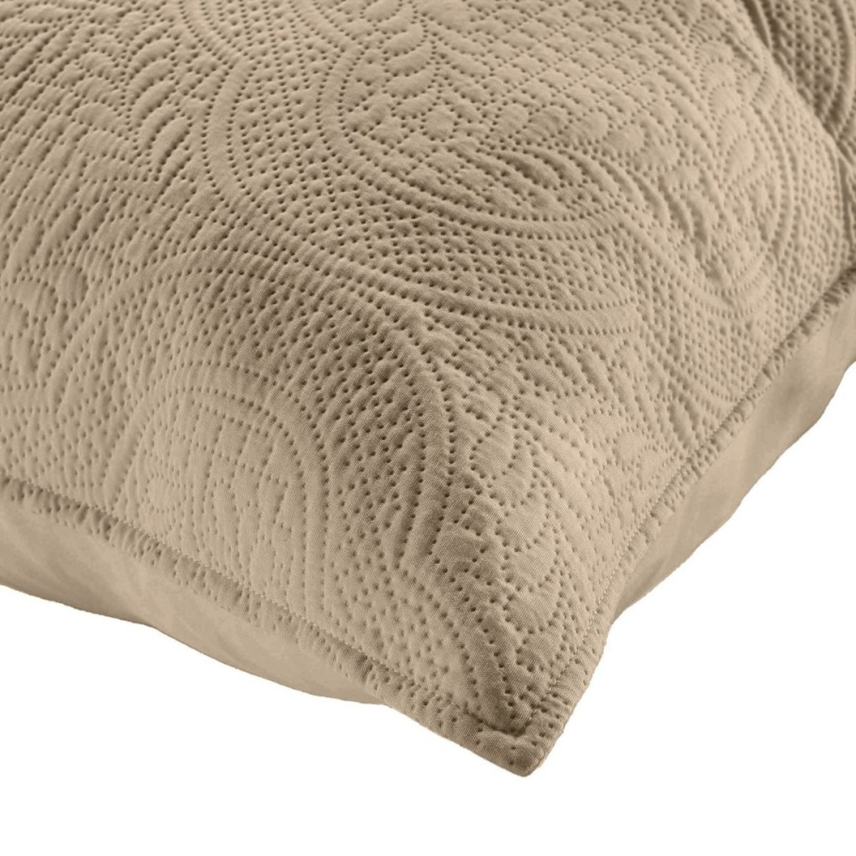 Couvre-lit 2 personnes matelassé microfibre Romane coloris lin beige, DECORATIE