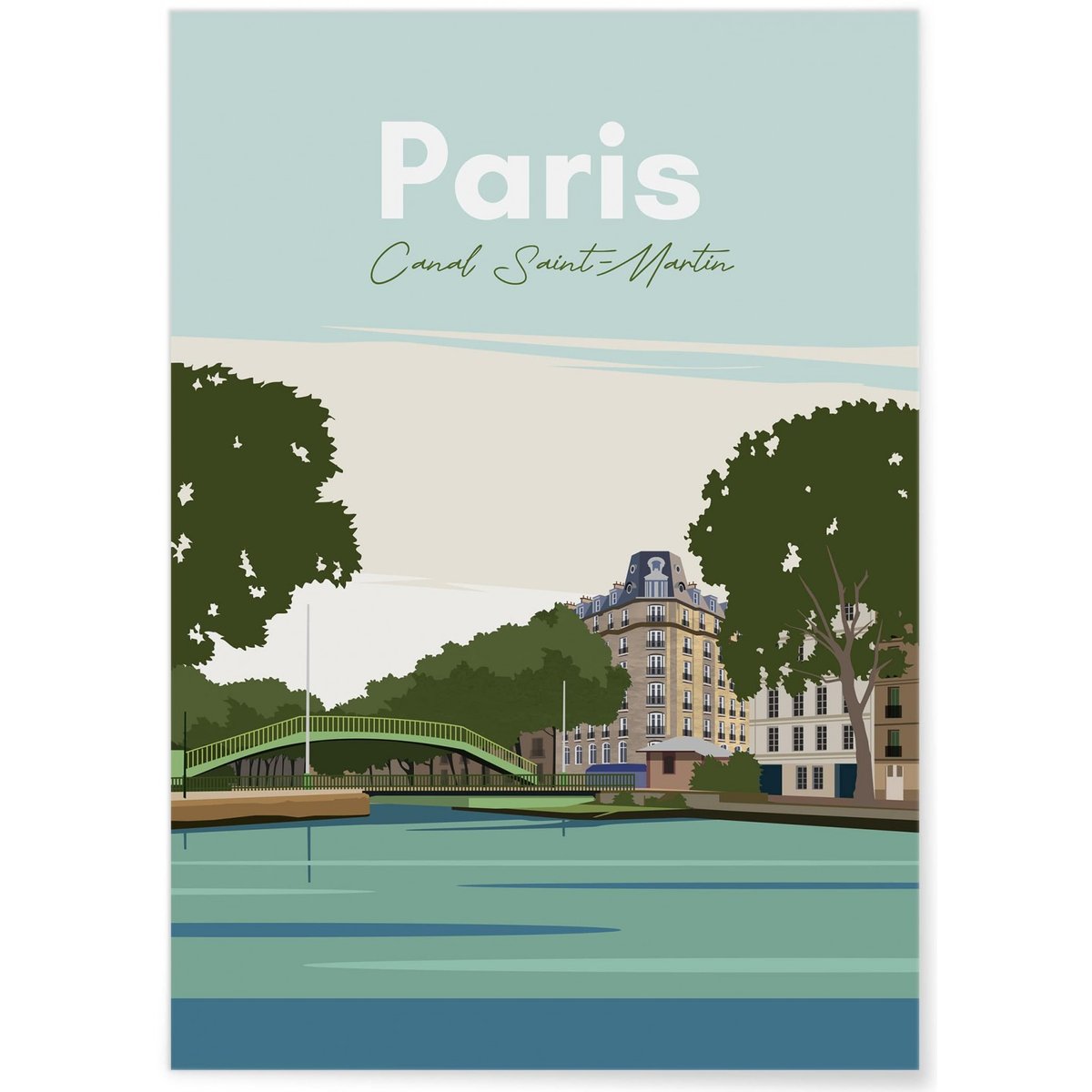 Affiche ville Paris - Canal Saint-Martin blanc, L'AFFICHERIE