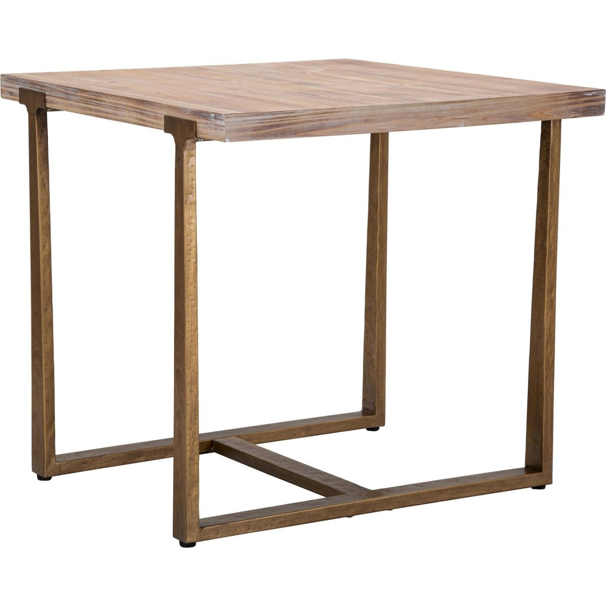 Table à manger carrée piètement métal MODERN marron et doré, RECOLLECTION