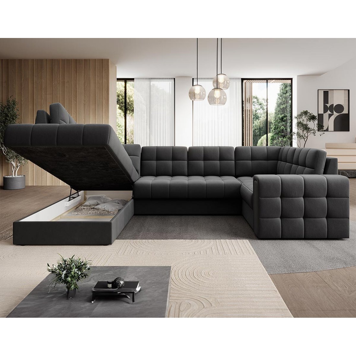 Canapé d'Angle Convertible 7 places - NAPPA gris, BEST MOBILIER