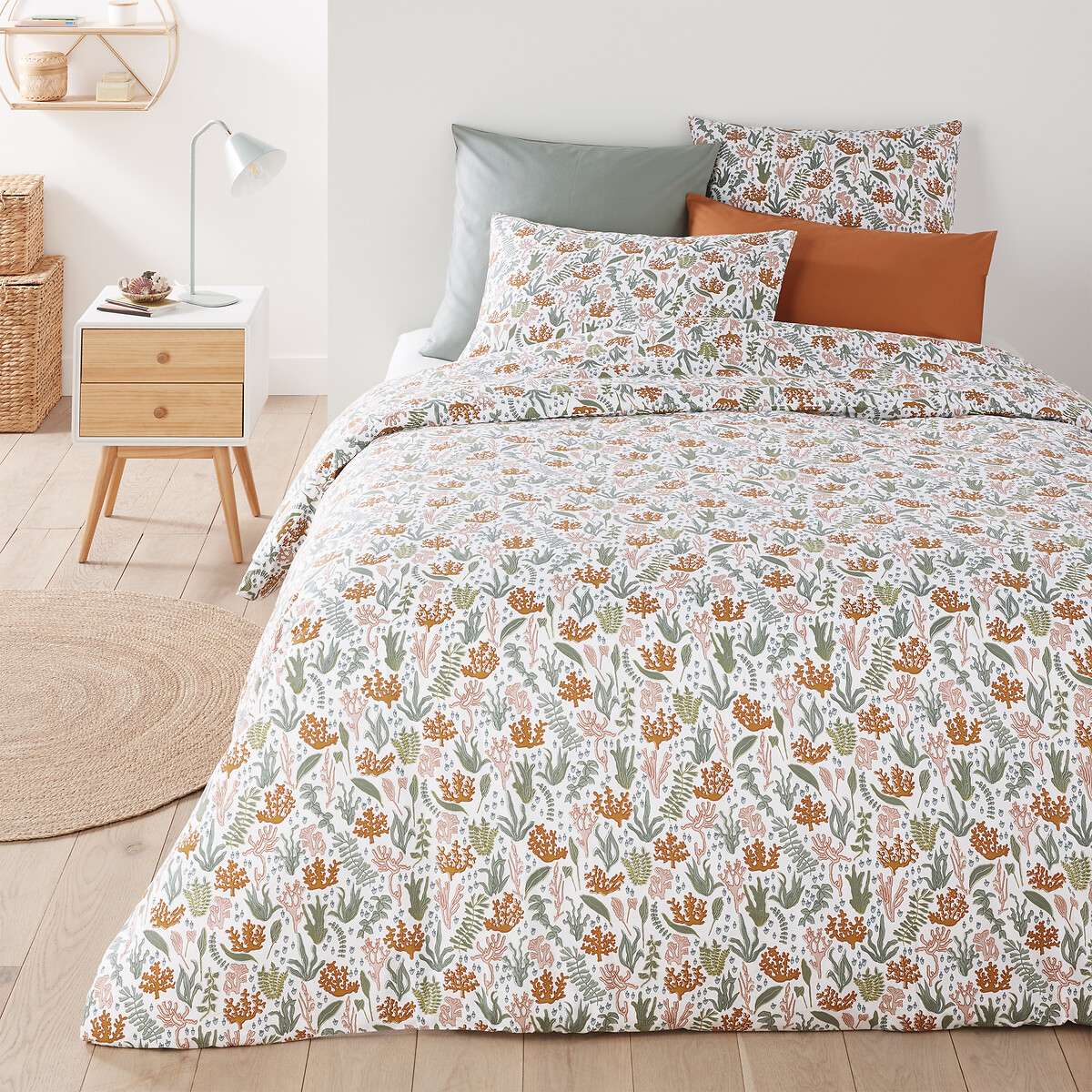 Housse de couette coton, Lara imprimé fond blanc, LA REDOUTE INTERIEURS