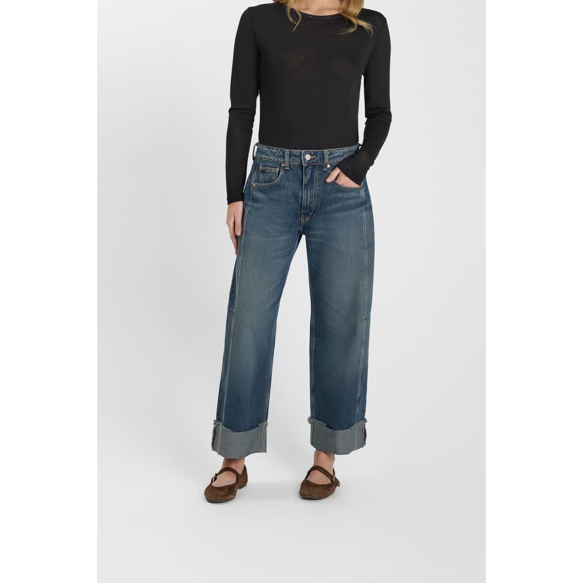 Jeans loose, large LEAL, longueur 34 blue, LE TEMPS DES CERISES