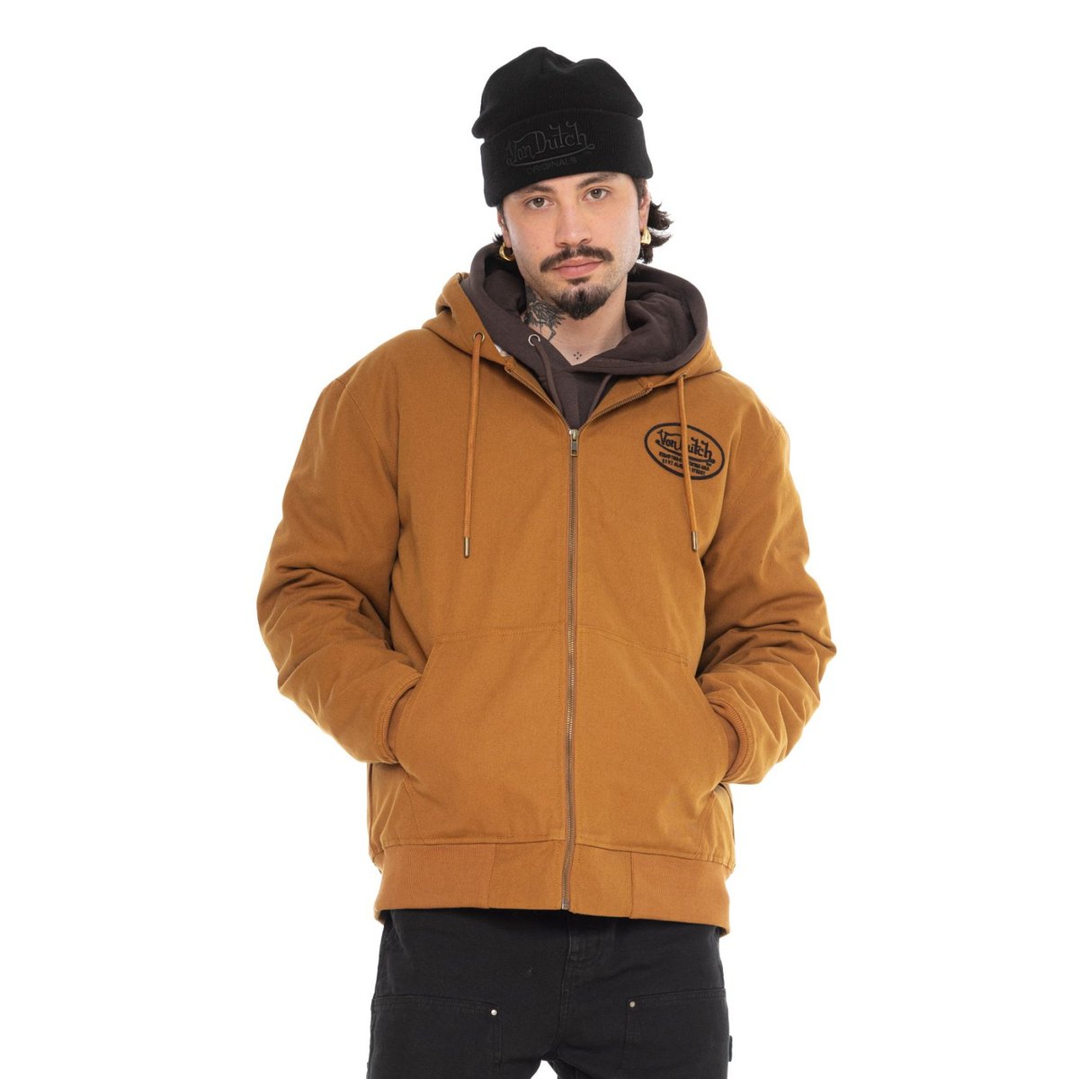 Blouson coton LEVY kamel/noir/blanc, VON DUTCH