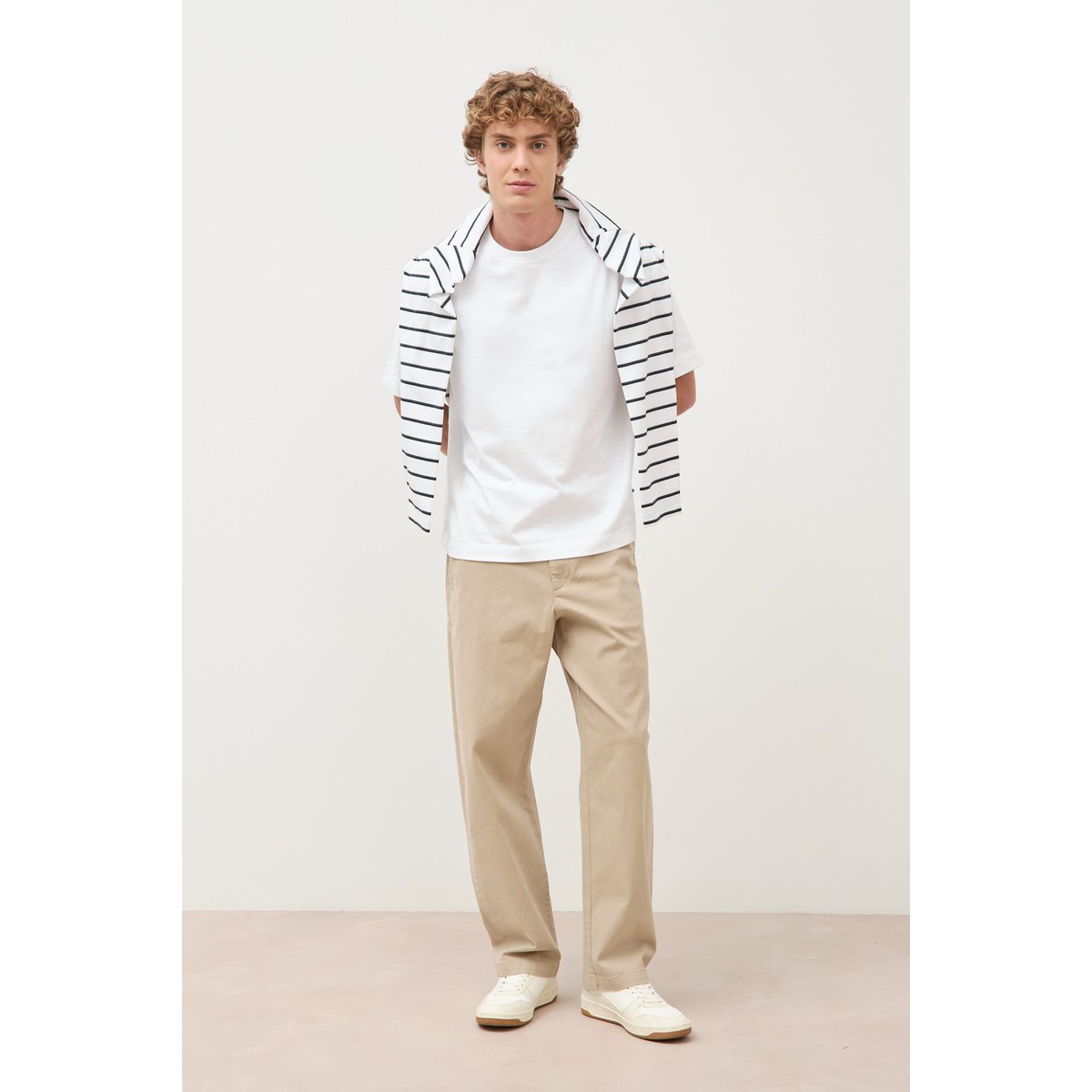 Pantalon coupe large beige, BONOBO