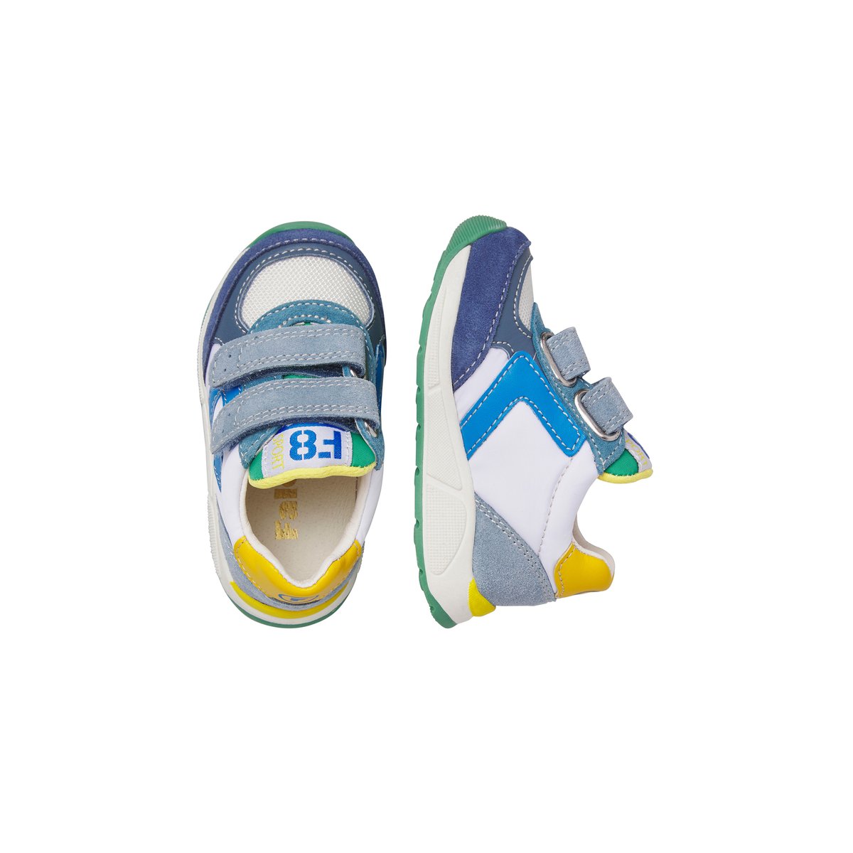 Sneakers en cuir et tissu NORALIS VL. bleu-blanc, FALCOTTO