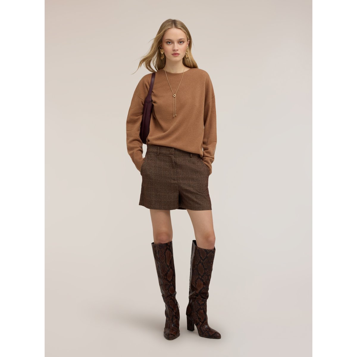 Pull avec boutonnage dos beige, MOTIVI