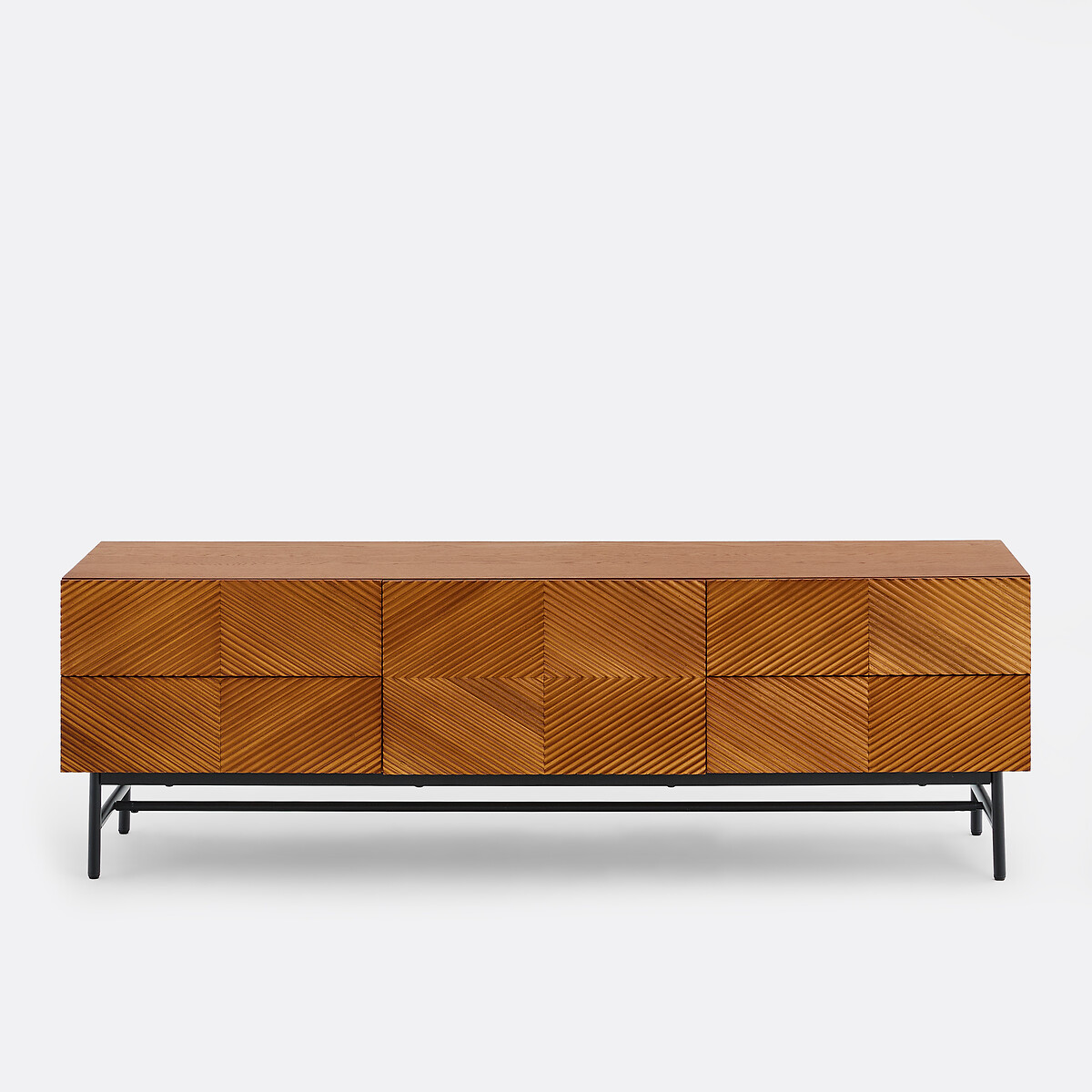 Jerem Veneer Textured Front TV Unit, Width 150cm walnut color stained, LA REDOUTE INTERIEURS