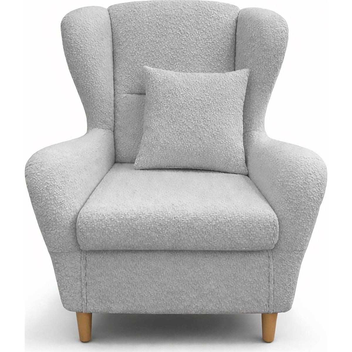 Fauteuil bergère en chenille TEDDLO gris clair bouclé alice, RECOLLECTION