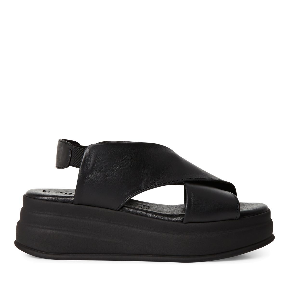 Sandale à talon en cuir noir, TAMARIS