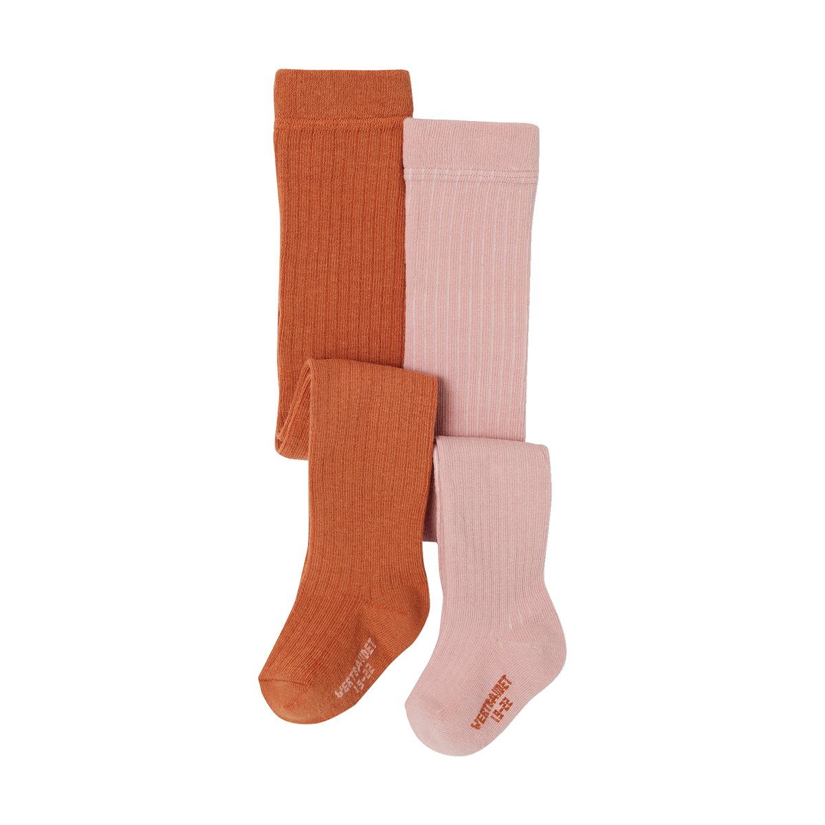 Lot de 2 paires de collants en maille côtelée bébé noix de pécan, VERTBAUDET