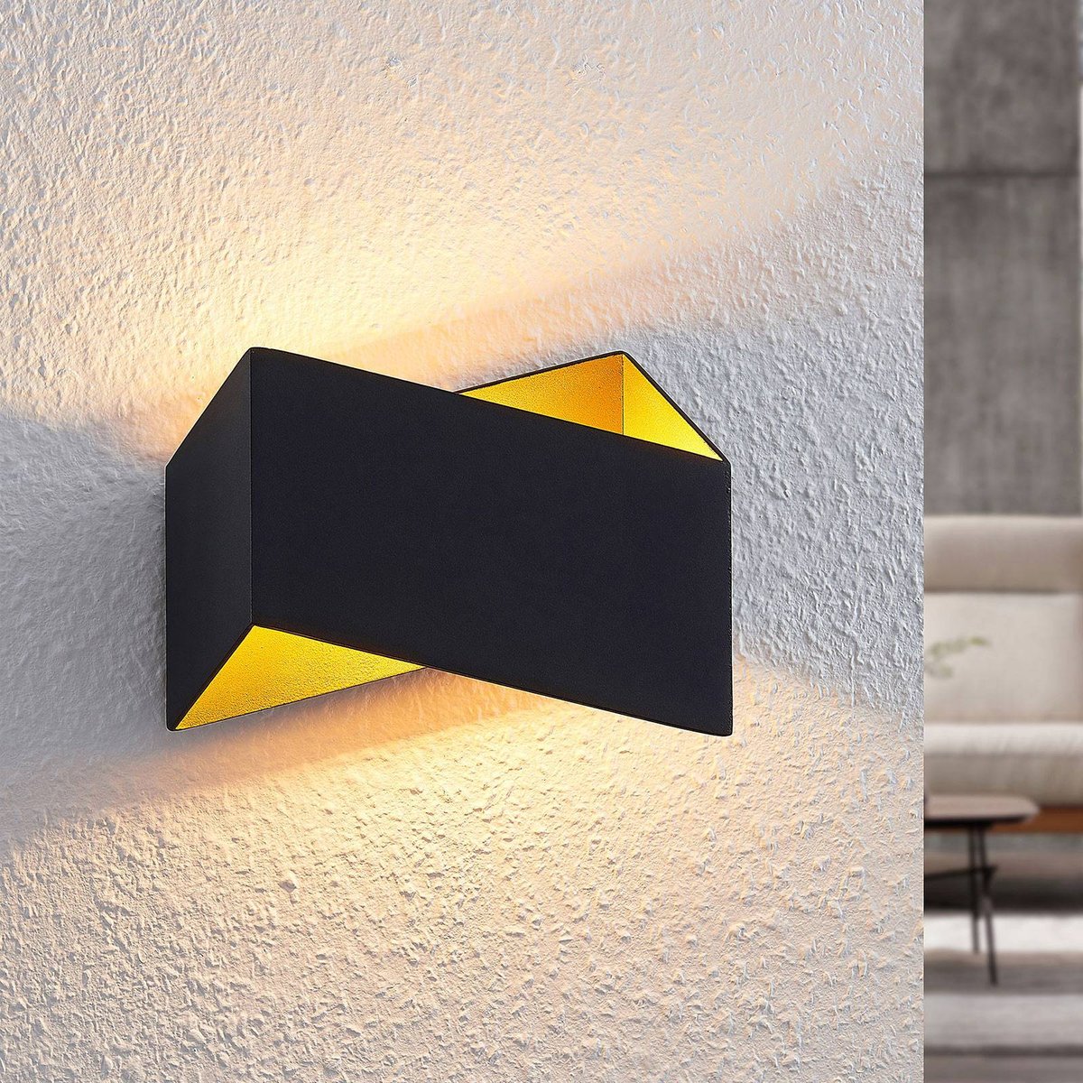 Applique en aluminium moderne, Assona noir, doré, ARCCHIO