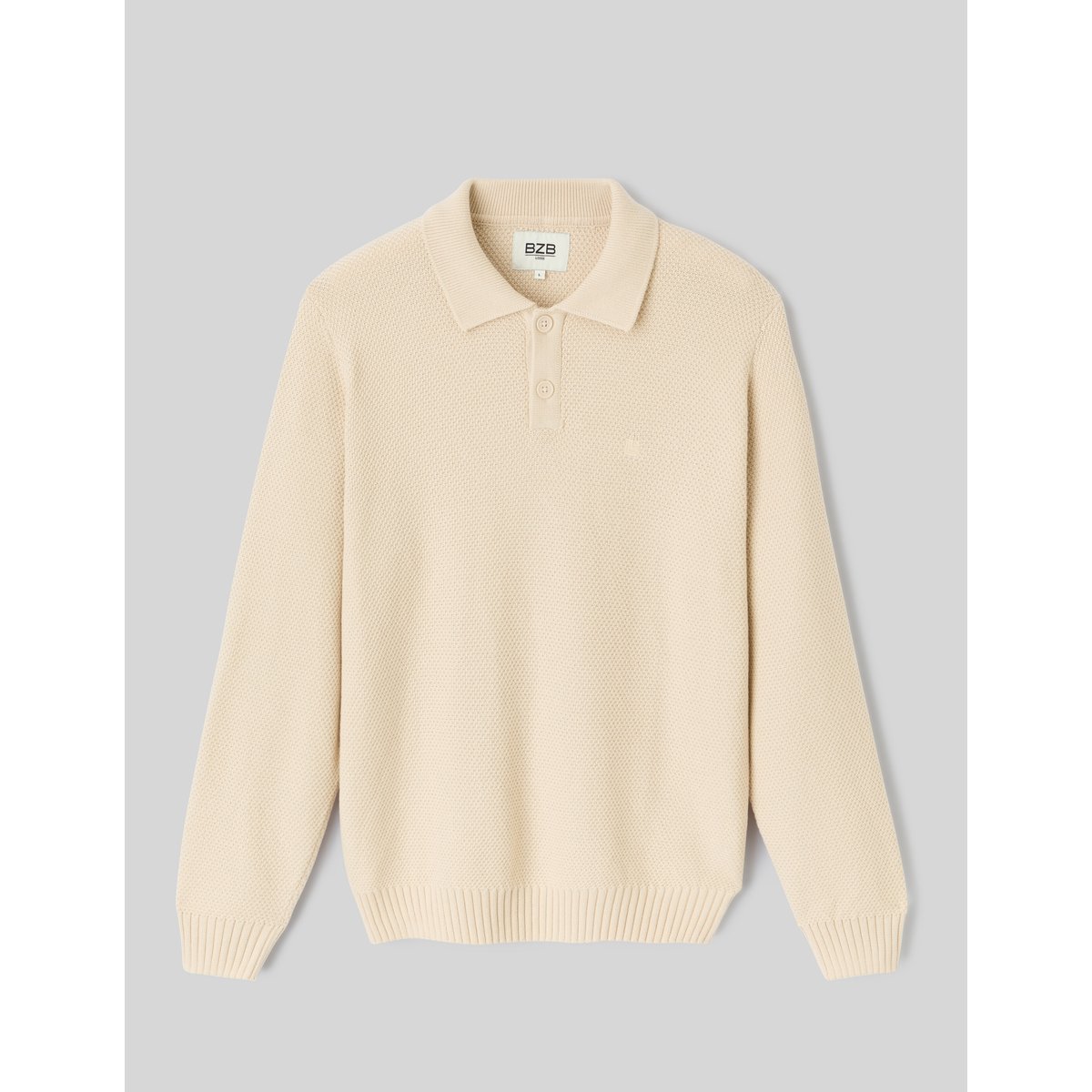 Pull col polo blanc cassé, BZB