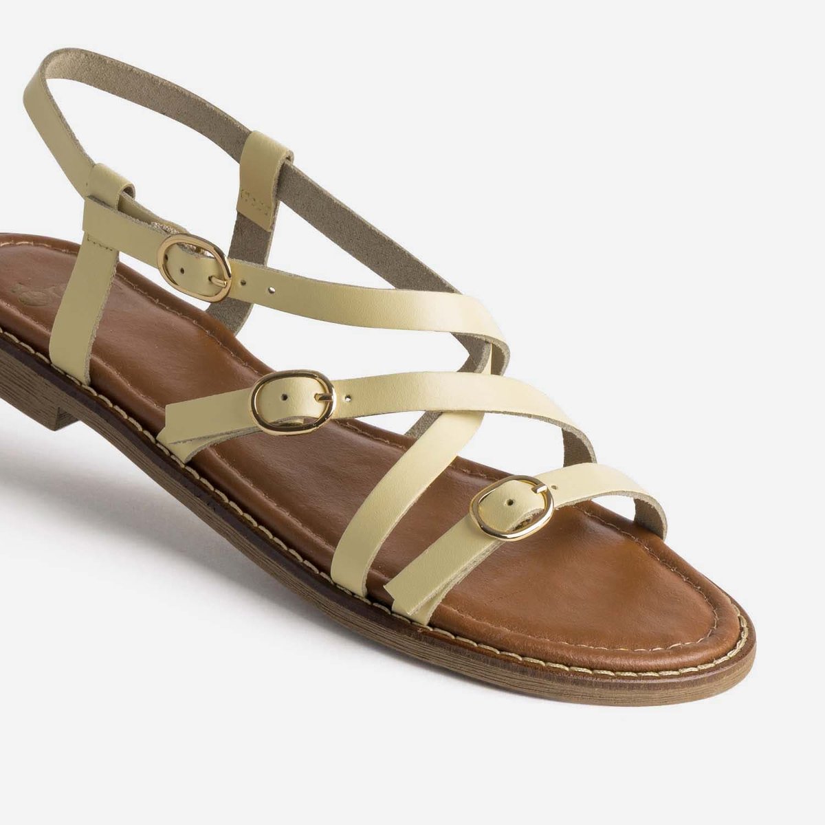 Sandale Plate en cuir SWANN jaune, ERAM