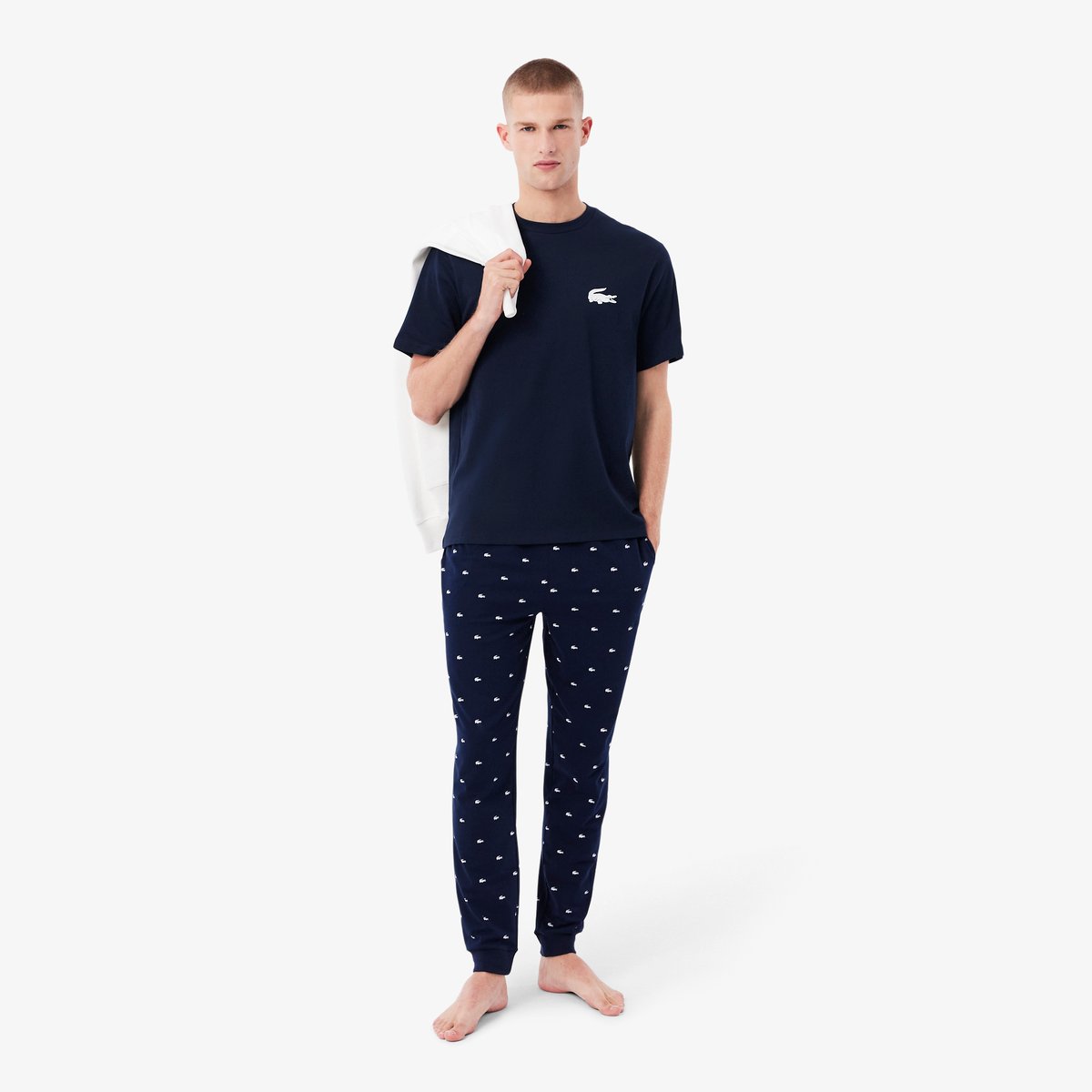 T-shirt d'intérieur coton imprimé crocodile bleu-525, LACOSTE