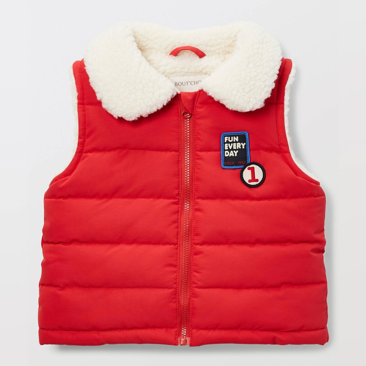 Doudoune sans manches unie doublée sherpa ecarlate, BOUT'CHOU