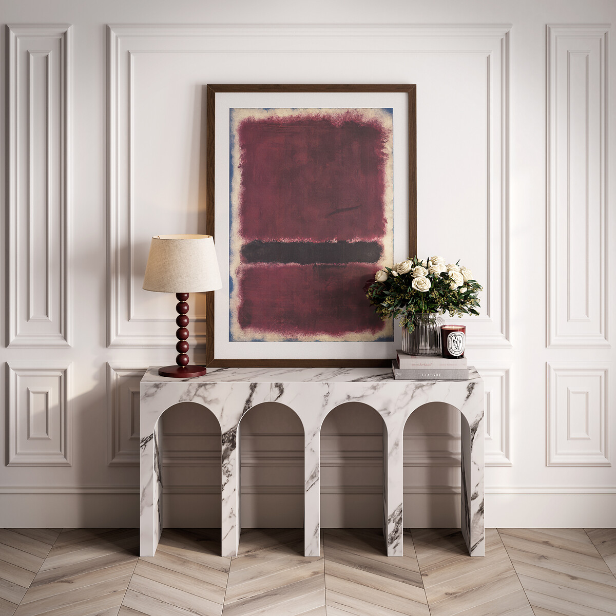 Cecilia Calacatta Faux Marble Console Table white marble, ÉDITÉ