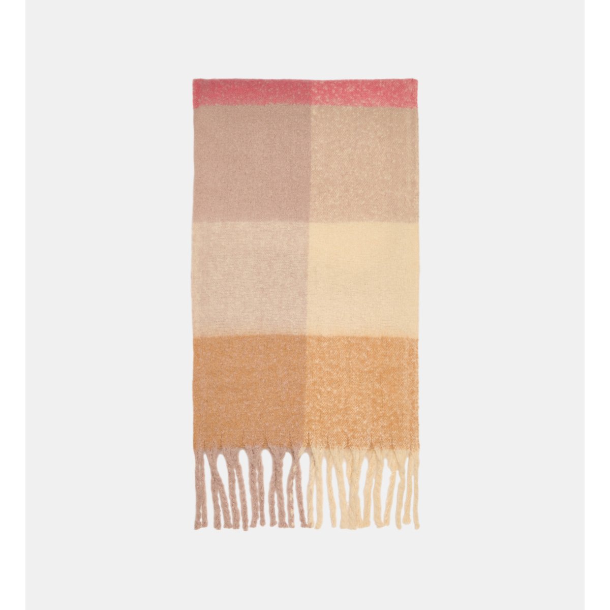 Echarpe grenouille carreaux recyclée beige et rose, GALERIES LAFAYETTE
