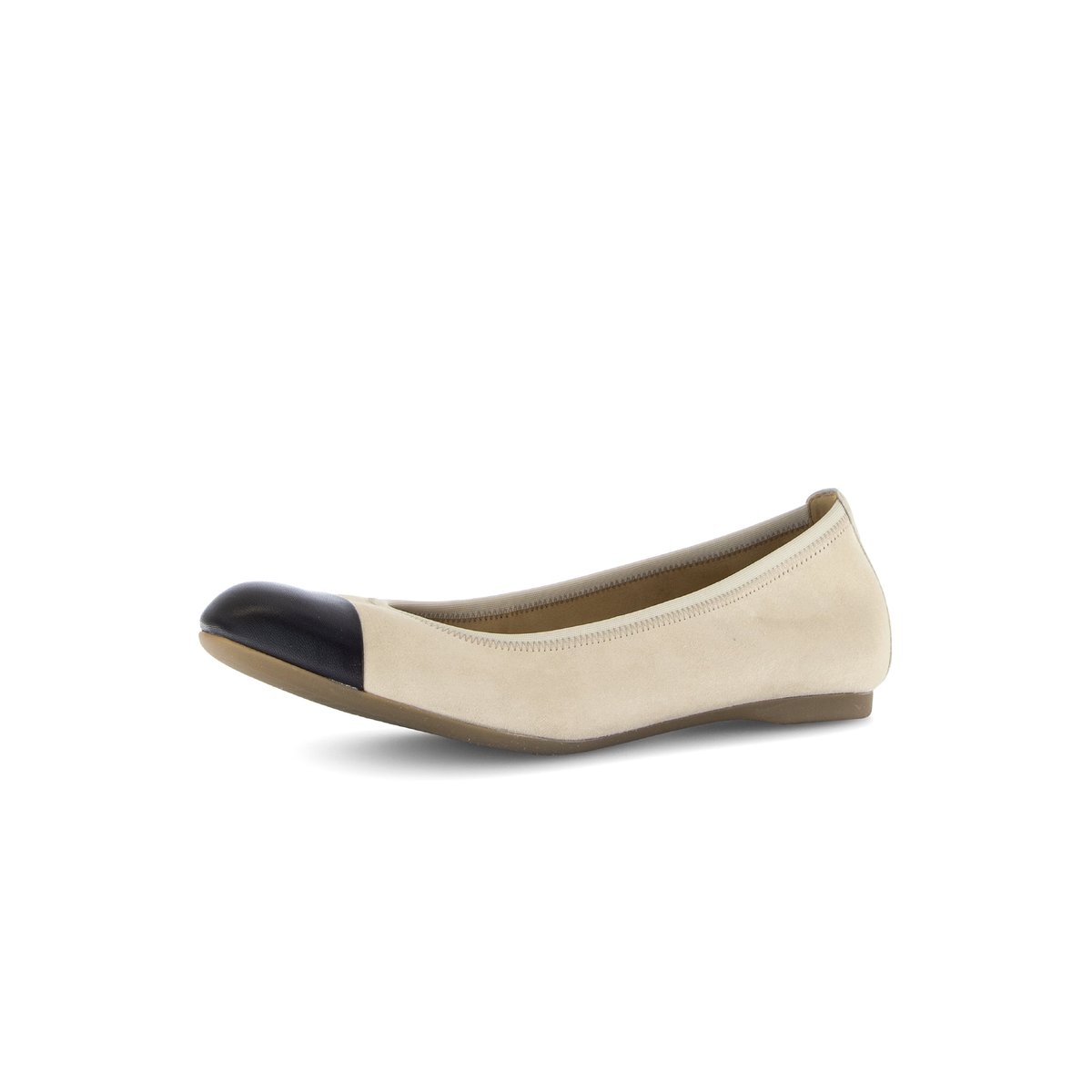 Ballerines en cuir à talon décroché beige velours, GABOR