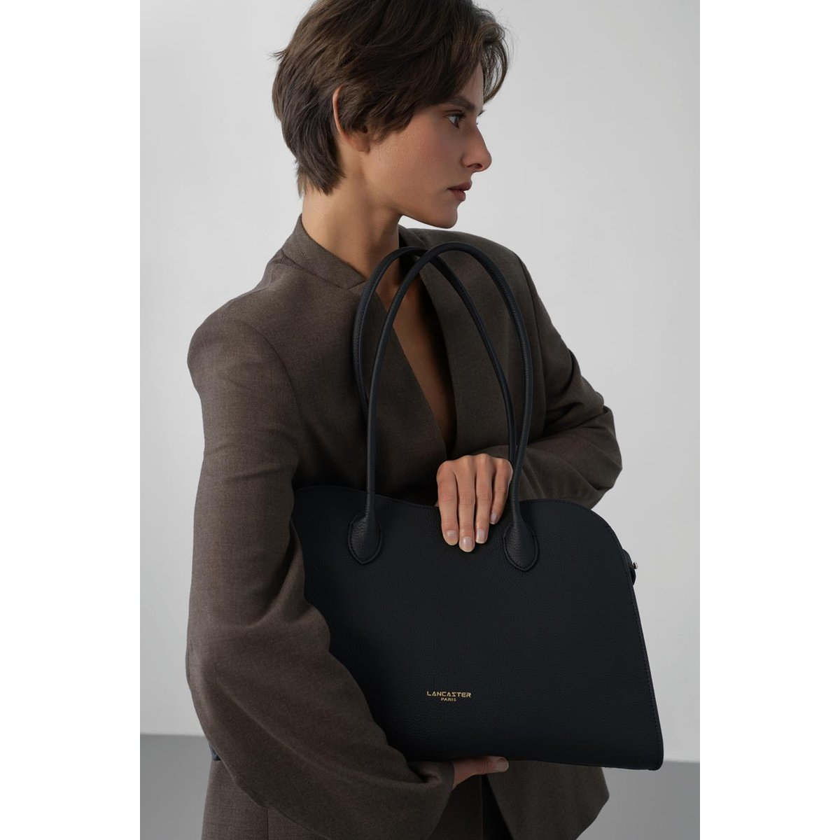 Grand sac cabas épaule TORO HOPPER noir, LANCASTER