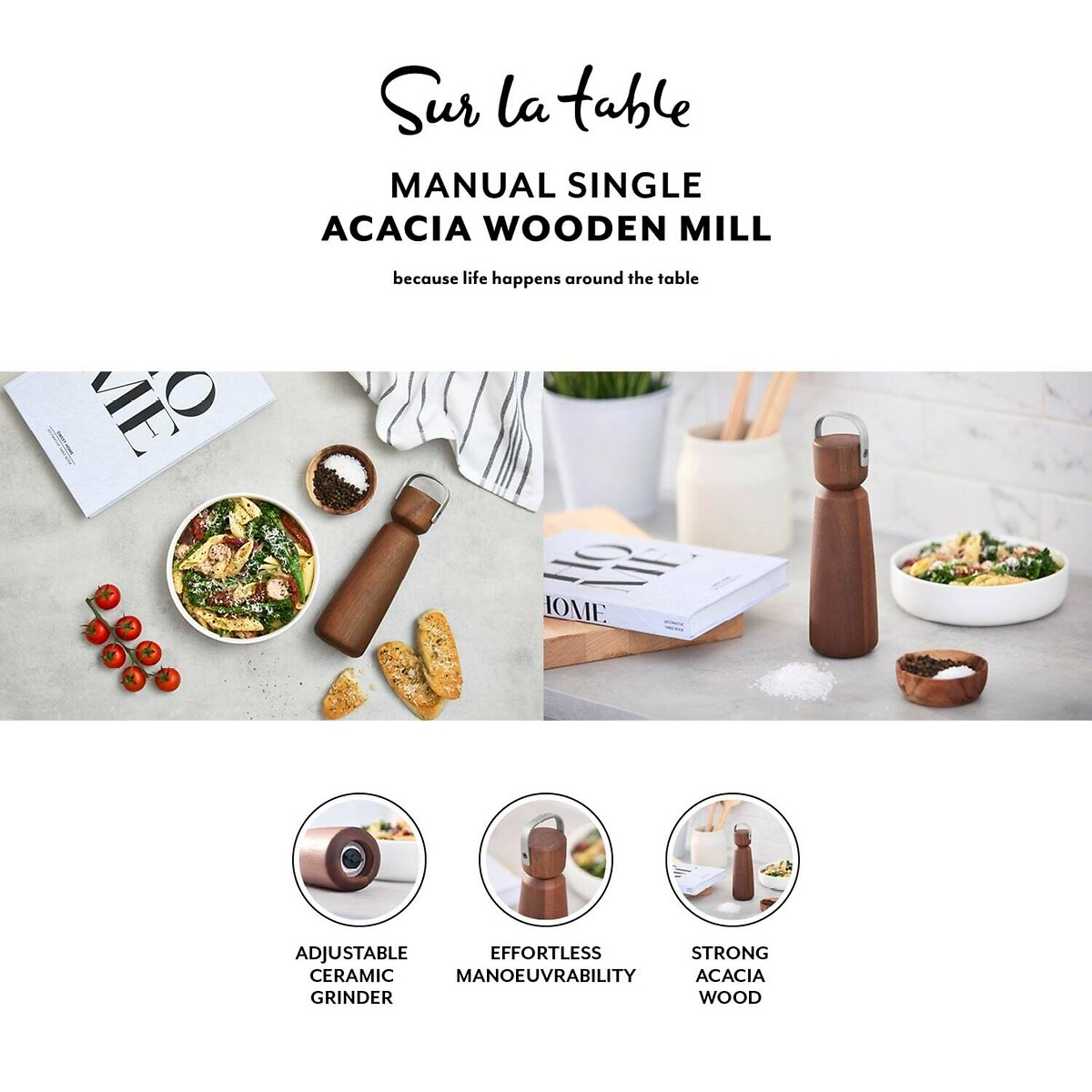 SLT Core Large Manual Salt and Pepper Mill brown , SUR LA TABLE
