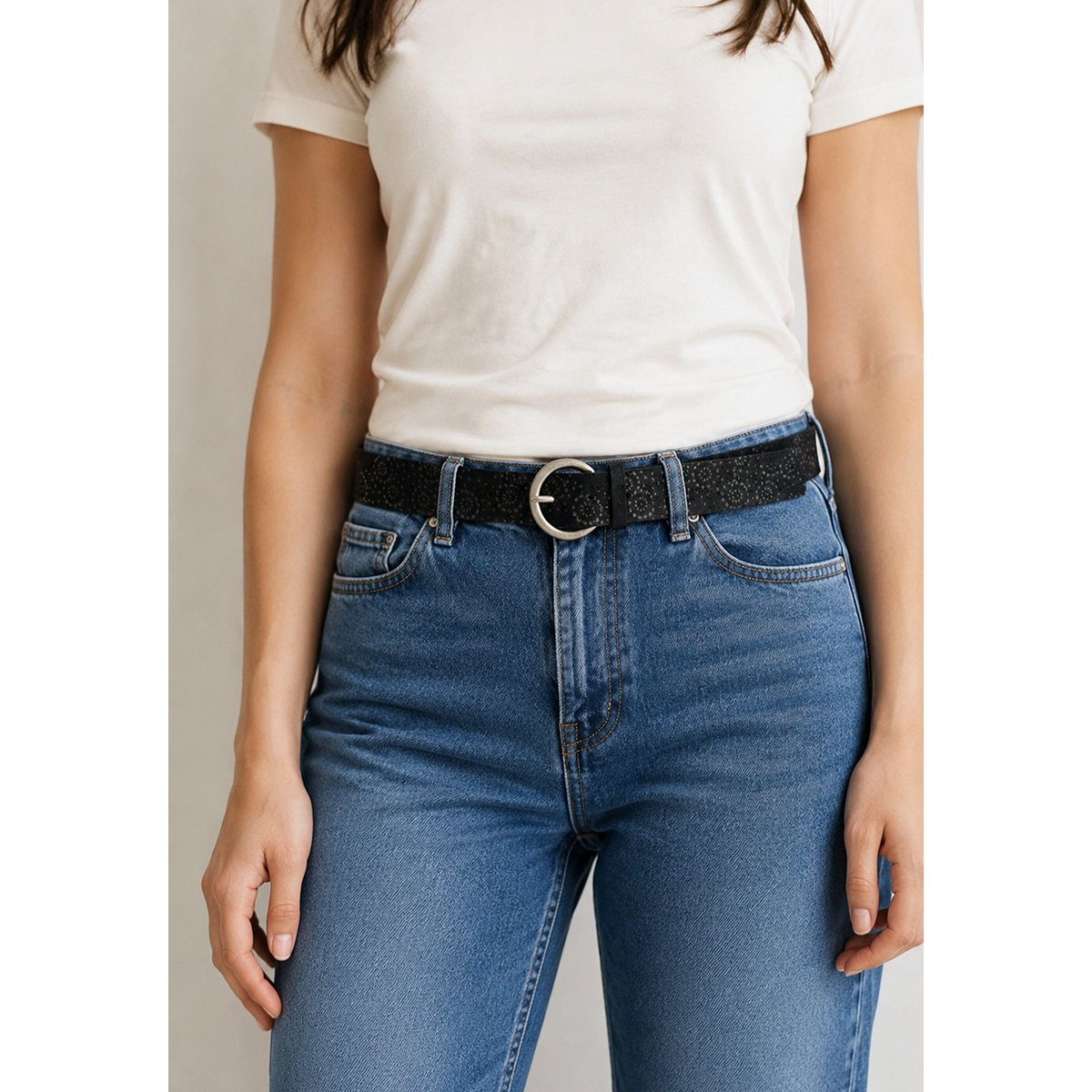 Ceinture artys femme en cuir à motif ajouré ARTYS noir, DEELUXE