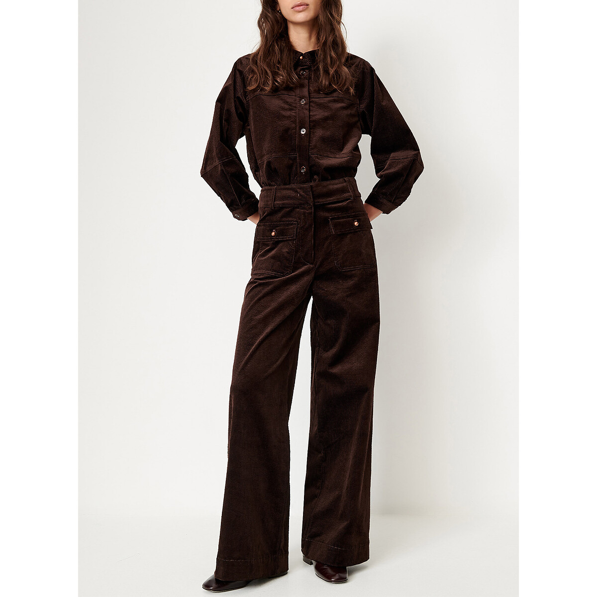 Pantalon large en velours, MANHASTREET café marron, SESSUN