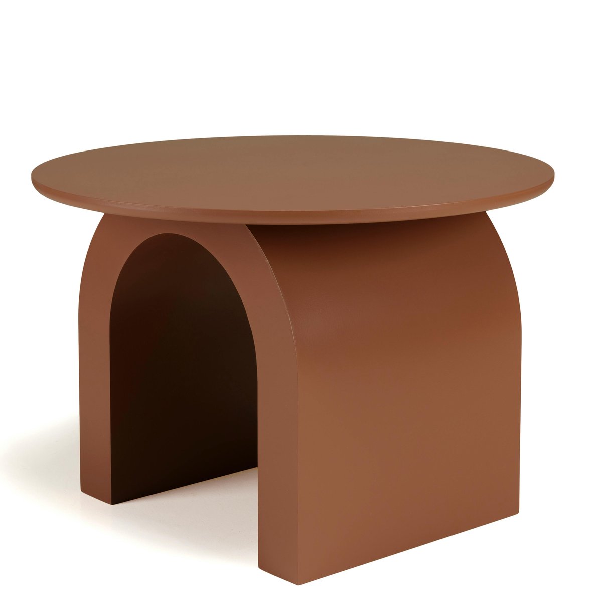 Table basse ronde en bois laqué terracotta D60cm CASTILLE terracotta, PIER IMPORT