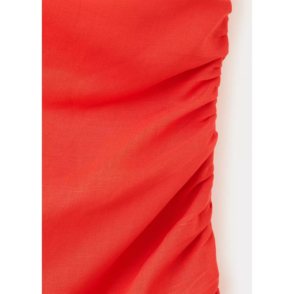 Robe asymétrique froncée orange, MANGO