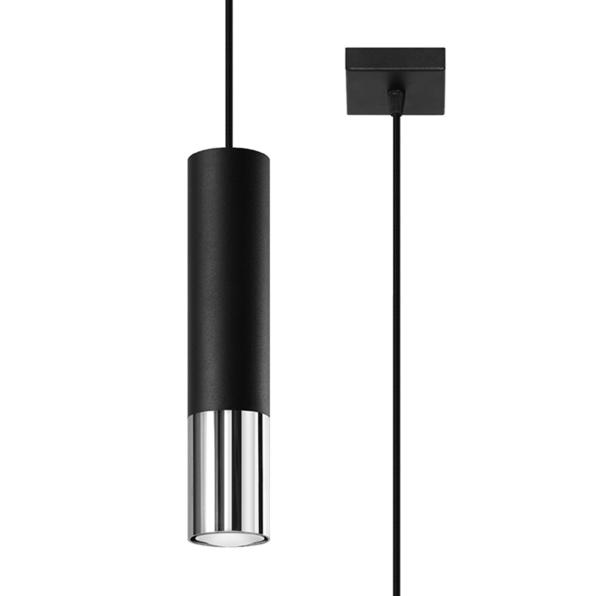 Suspension Acier Noir/Chromé GU10 1 Loopez noir, EDEN
