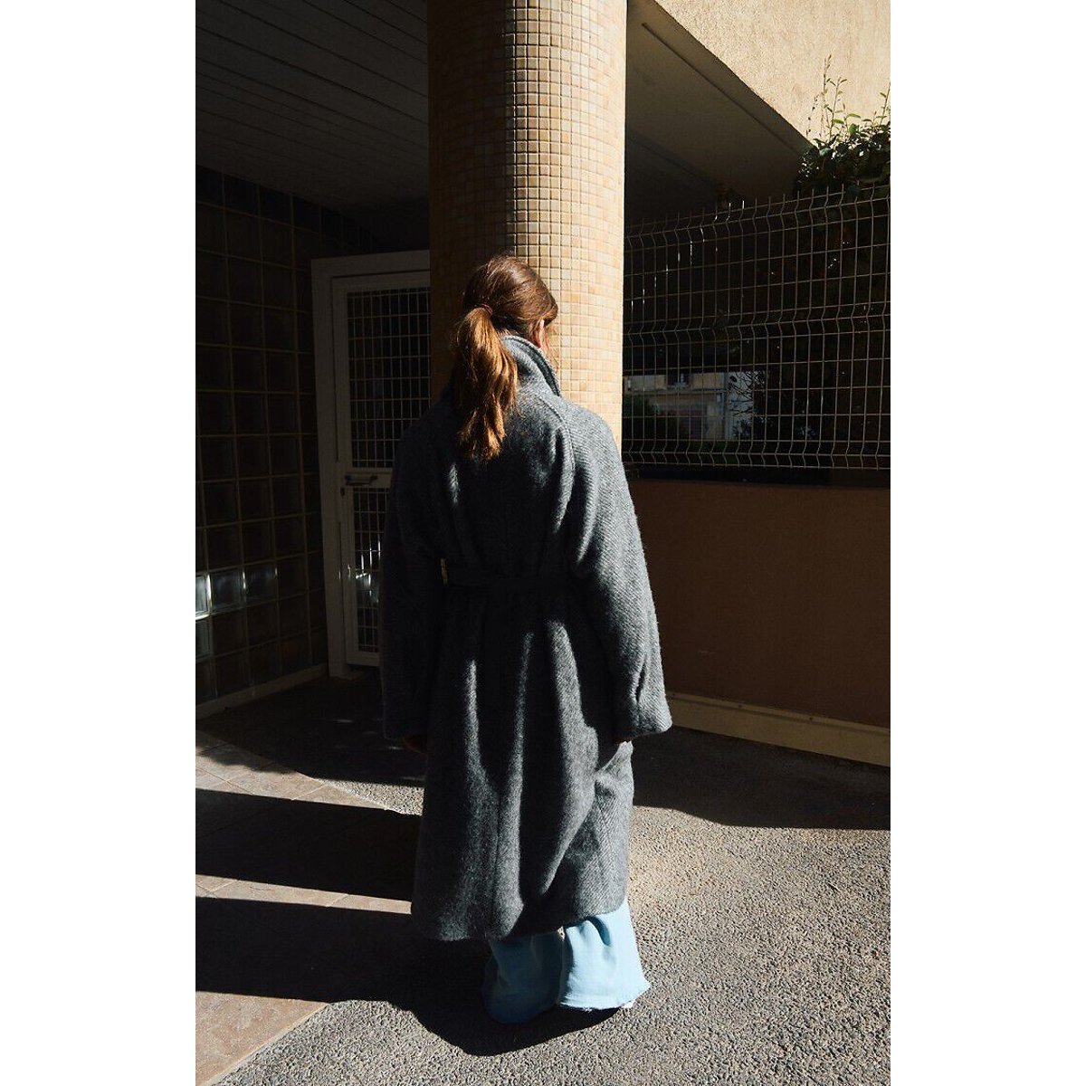 Lulow Long, Loose-Fitting Coat with Shirt Collar grey marl, AMERICAN VINTAGE
