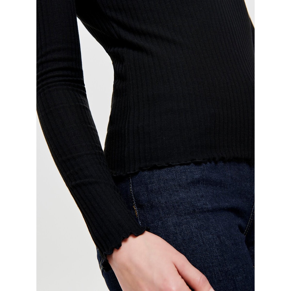 Maglione collo alto in maglia fine nero , ONLY