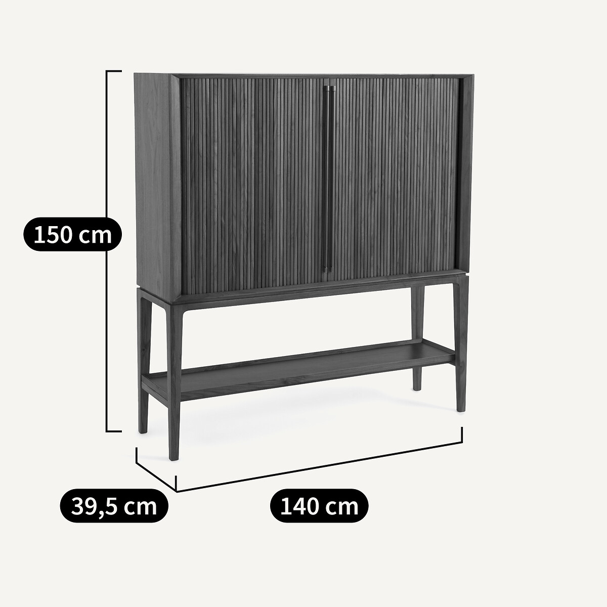 Buffet haut/bar en plaqué noyer et cuir, Liamca noyer, AM.PM