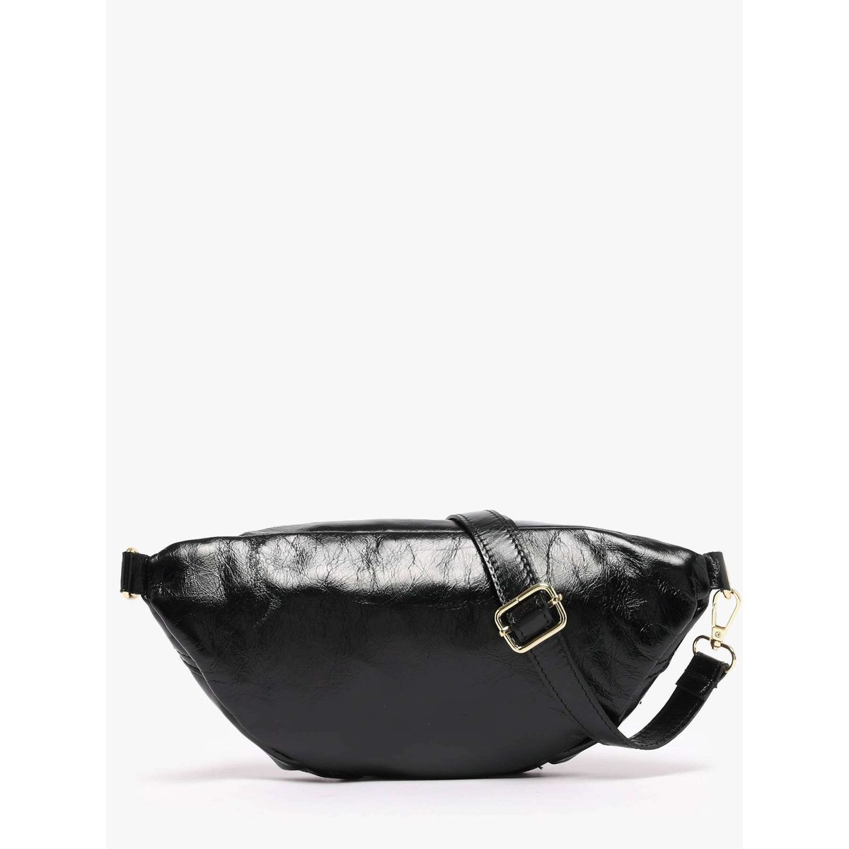Sac banane cuir nero, MILANO