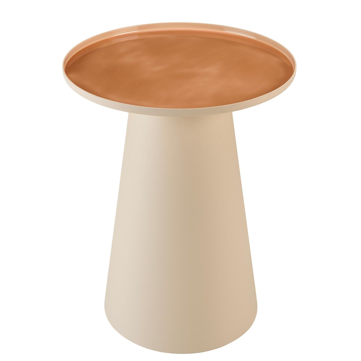 Table d'appoint ronde 40x40cm plateau en métal émaillé caramel TOSCA bois naturel, PIER IMPORT