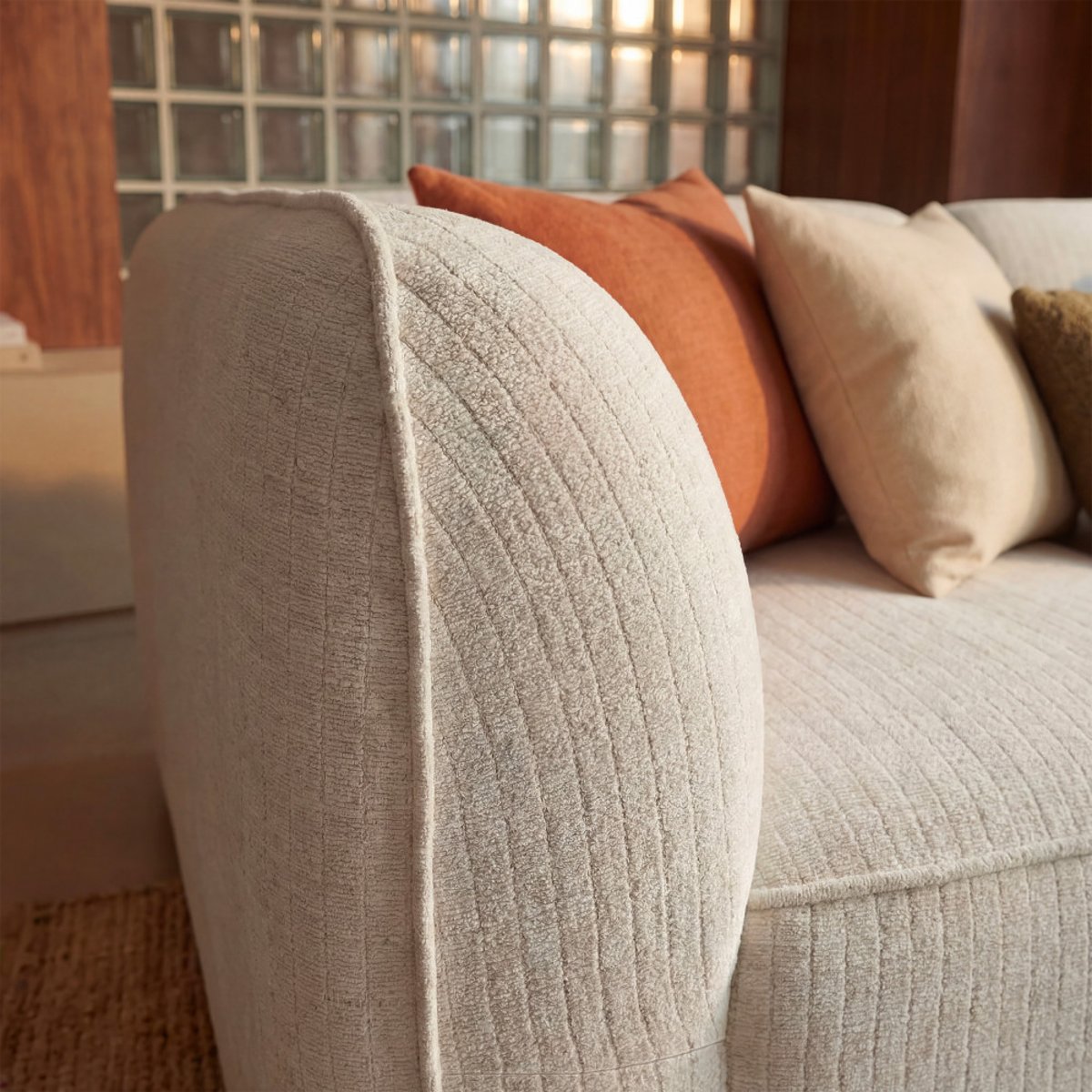 Pouf pour canapé modulable en velours côtelé - NOOR écru, DRAWER