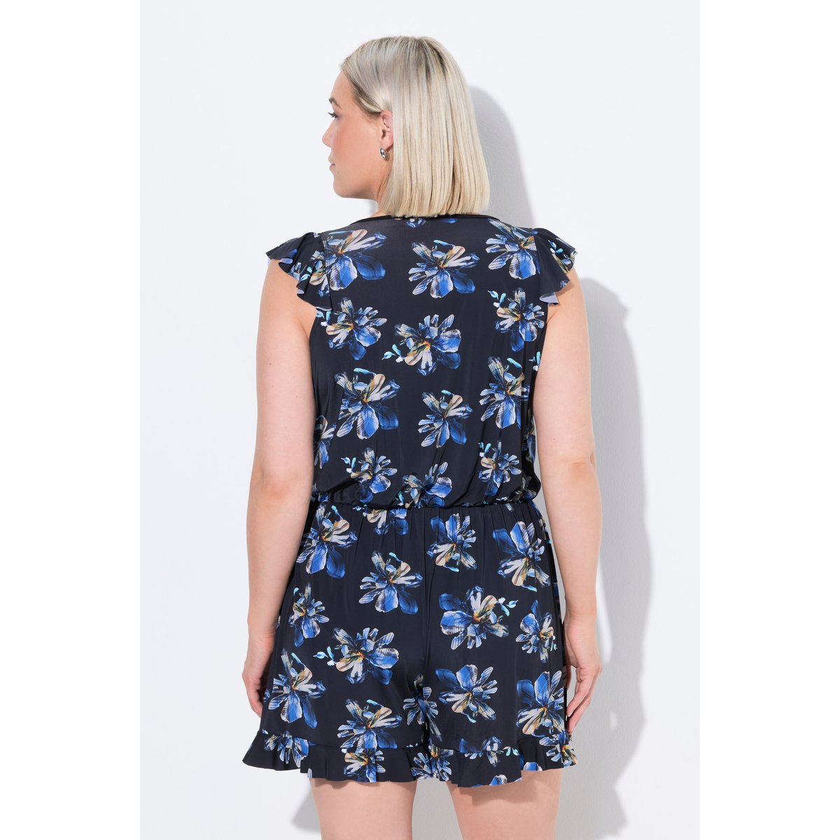 Robe de bain avec short. Motif à fleurs. noir, ULLA POPKEN