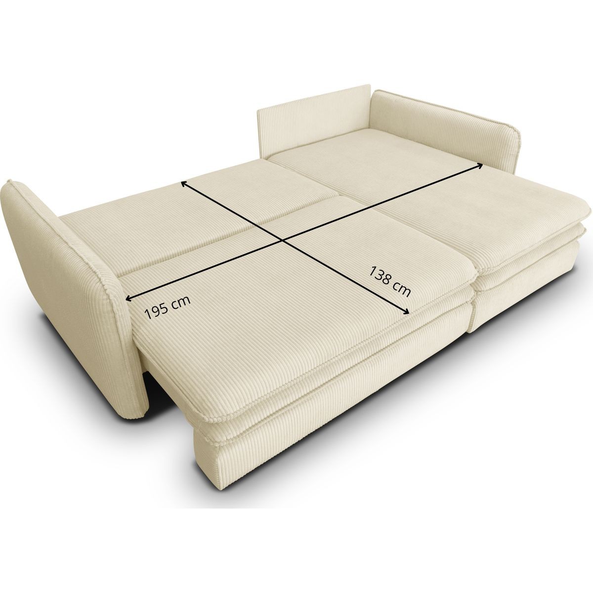 Canapé d'angle convertible 3 places en velours côtelé - BAYA beige, HOMIFAB