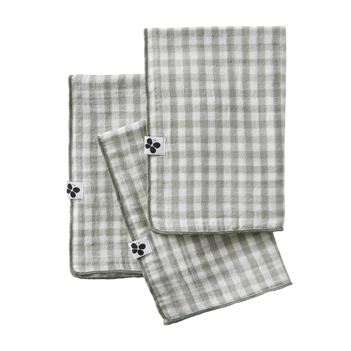 3 Serviettes de table en gaze de coton Vickie vichy eucalyptus, EDEN