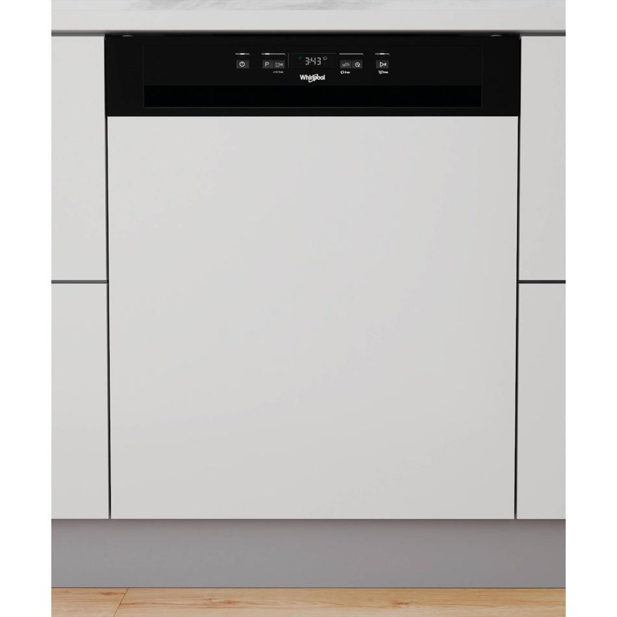 Lave vaisselle integrable 60 cm W3PFD636B sans facade bandeau noir, WHIRLPOOL