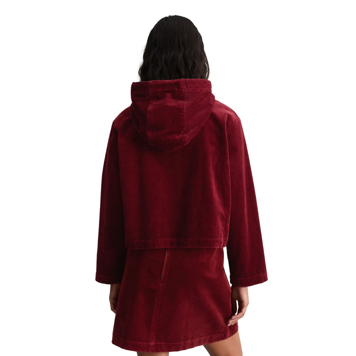 Blouse en velours à capuche, coupe décontractée en coton stretch rouge, MARC O’POLO DENIM