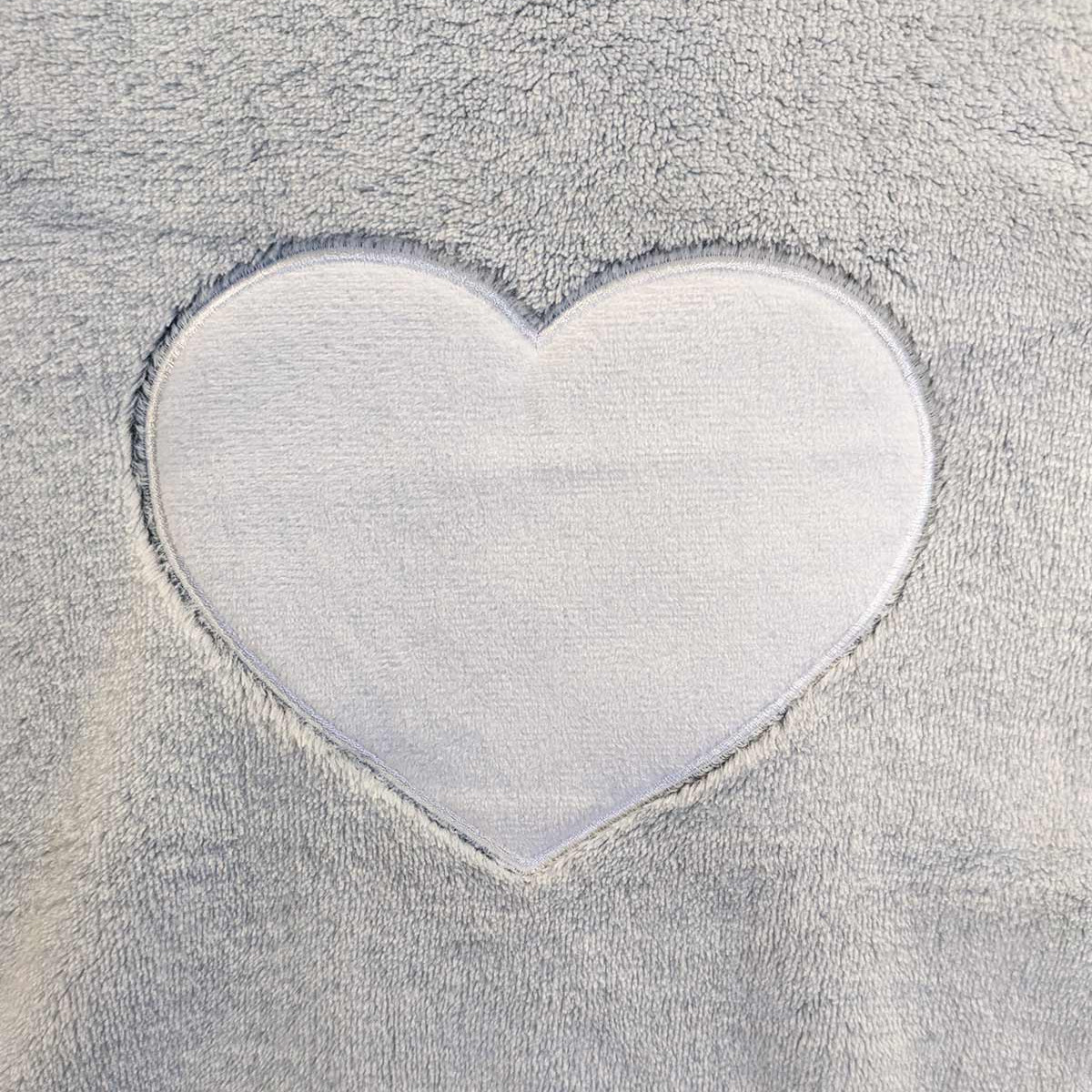 Plaid polaire enfant brodé COEUR ANTARES gris perle, SENSEI MAISON