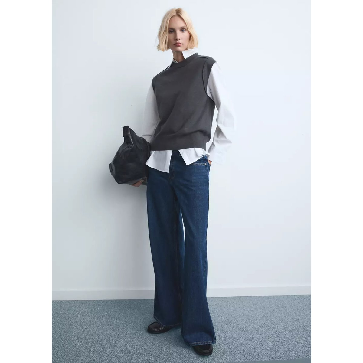 Jean large taille normale bleu foncé, MANGO