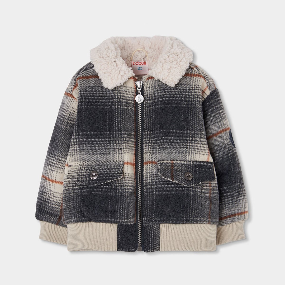 Manteau garçon à carreaux avec molleton multicolore, BOBOLI