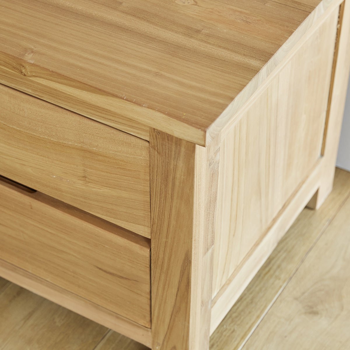 Meuble TV en bois de teck 150 cm 4 tiroirs BOSTON naturel, BERAH GETAH