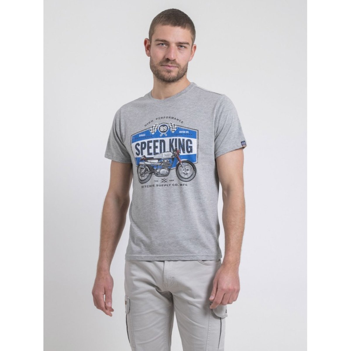 T-shirt Col Rond Pur Coton Neloric gris, RITCHIE